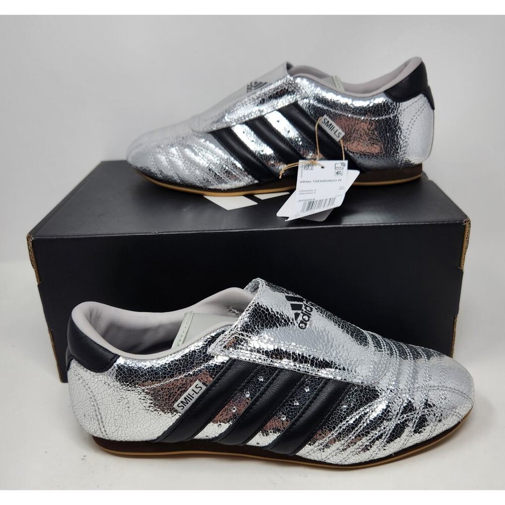 Adidas Women's Taekwondo Silver Metallic Black Gum Sole Women Size 8 New in Box